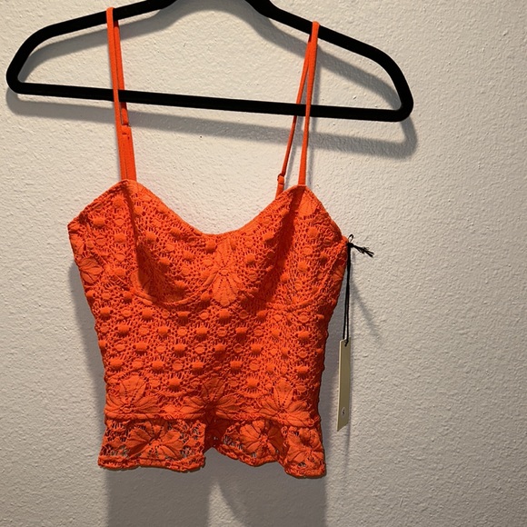 NIGHTCAP *Sunflower* lace corset cami top in Sunset orange XS S - Picture 8 of 10